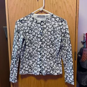 Black and White Floral Sweater/Cardigan
